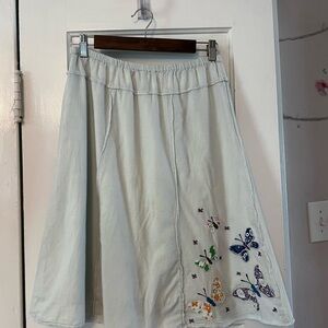 Blue Sky Cream A-Line Embellished Skirt